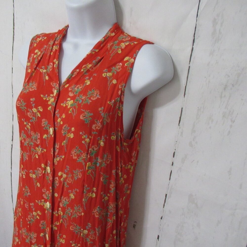 April Cornell Dress S Small Orange Floral Maxi Prairie Cottagecore - Picture 4 of 8